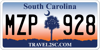 SC license plate MZP928