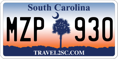 SC license plate MZP930