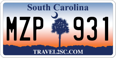 SC license plate MZP931