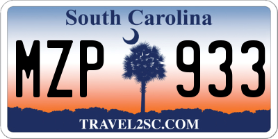 SC license plate MZP933