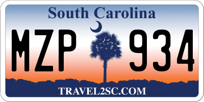 SC license plate MZP934