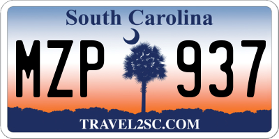SC license plate MZP937