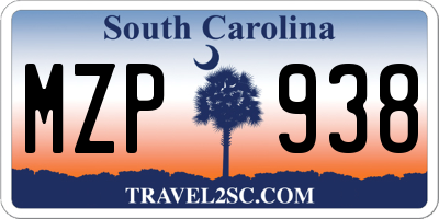SC license plate MZP938