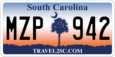 SC license plate MZP942