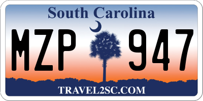 SC license plate MZP947