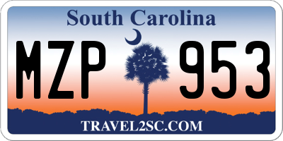 SC license plate MZP953