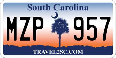 SC license plate MZP957