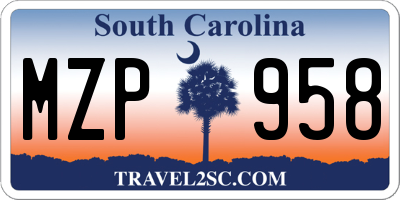 SC license plate MZP958