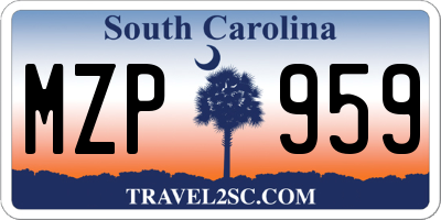 SC license plate MZP959
