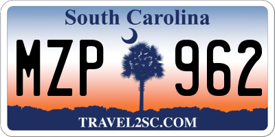SC license plate MZP962