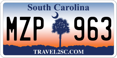 SC license plate MZP963