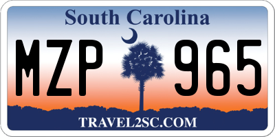 SC license plate MZP965