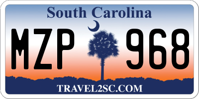 SC license plate MZP968