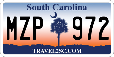 SC license plate MZP972