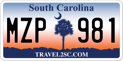 SC license plate MZP981