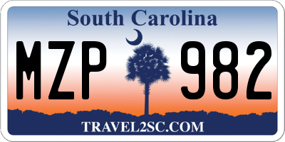SC license plate MZP982