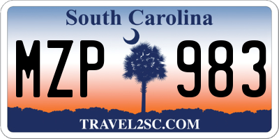 SC license plate MZP983