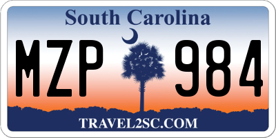 SC license plate MZP984