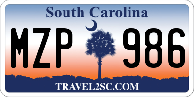 SC license plate MZP986