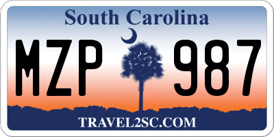 SC license plate MZP987