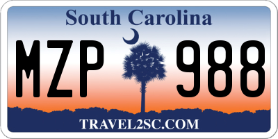 SC license plate MZP988