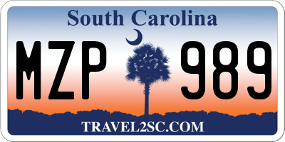 SC license plate MZP989