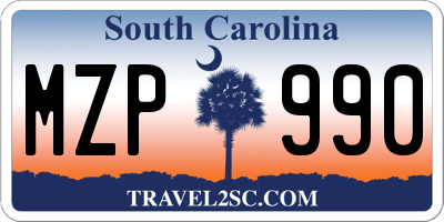 SC license plate MZP990