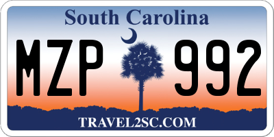 SC license plate MZP992