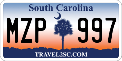 SC license plate MZP997