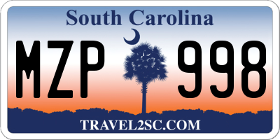 SC license plate MZP998