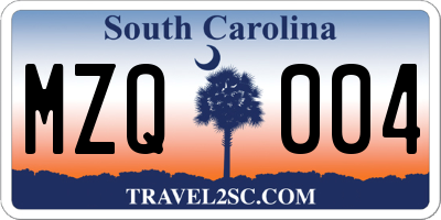 SC license plate MZQ004