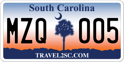 SC license plate MZQ005
