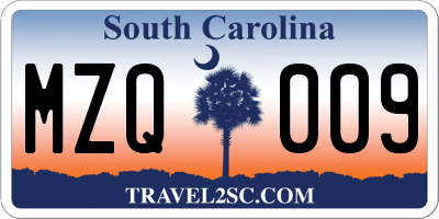SC license plate MZQ009
