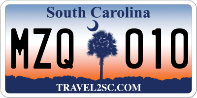 SC license plate MZQ010