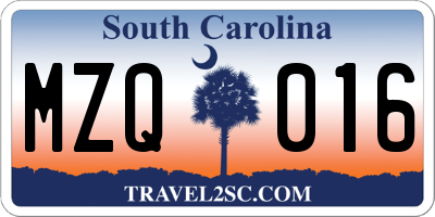 SC license plate MZQ016