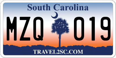 SC license plate MZQ019