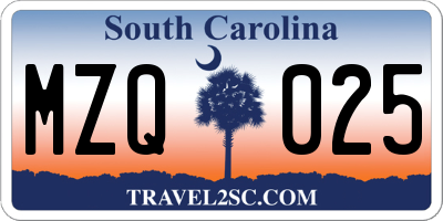 SC license plate MZQ025
