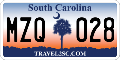 SC license plate MZQ028