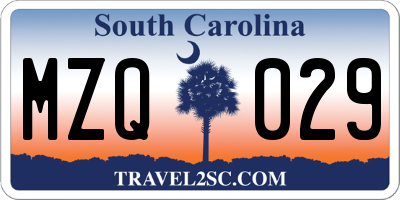 SC license plate MZQ029