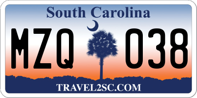 SC license plate MZQ038