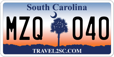 SC license plate MZQ040