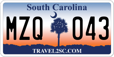 SC license plate MZQ043