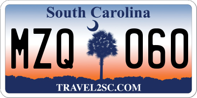 SC license plate MZQ060
