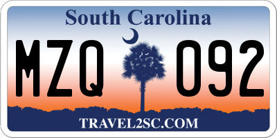 SC license plate MZQ092