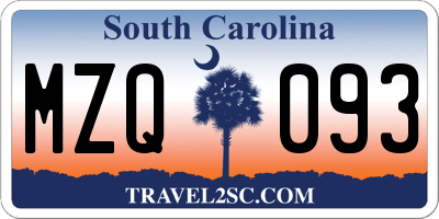 SC license plate MZQ093