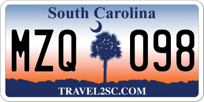 SC license plate MZQ098