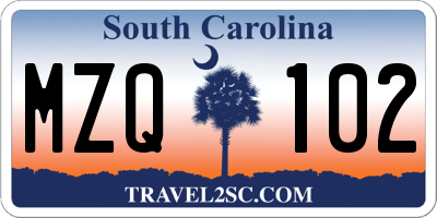 SC license plate MZQ102