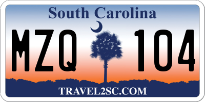 SC license plate MZQ104