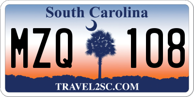 SC license plate MZQ108