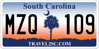SC license plate MZQ109